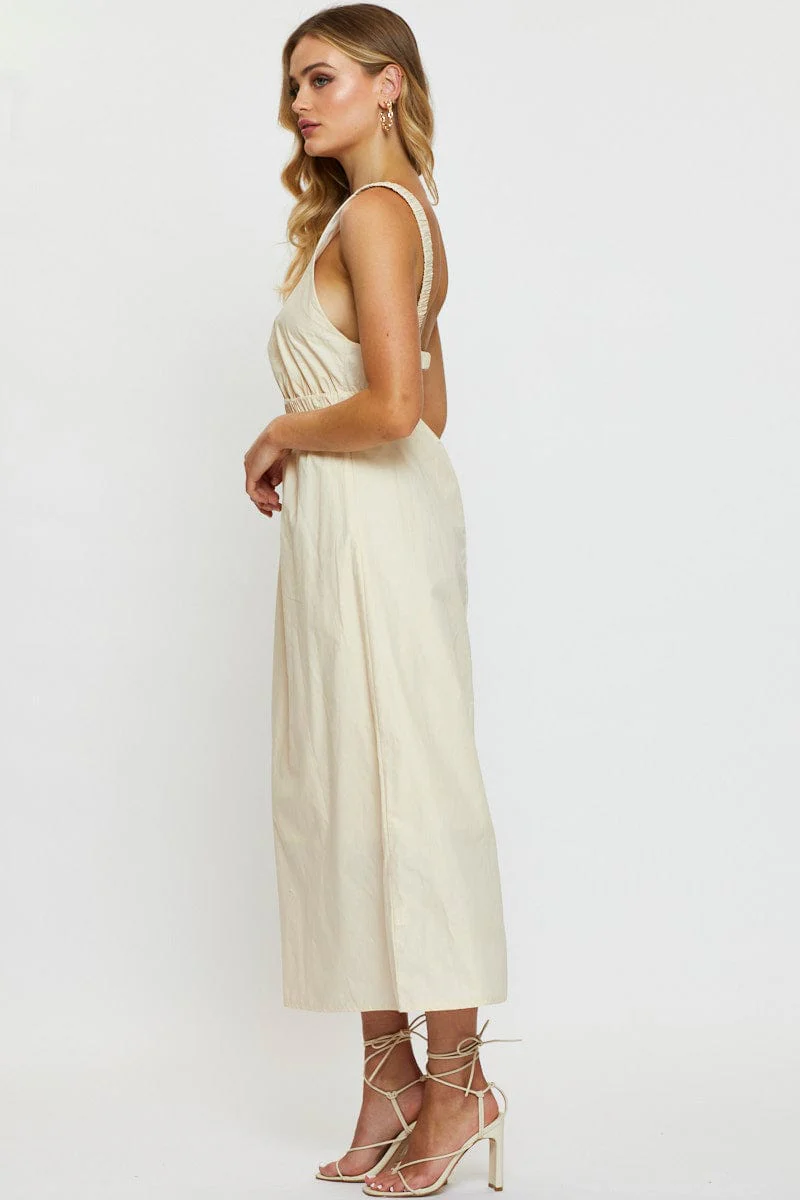 Beige Maxi Dress Sleeveless