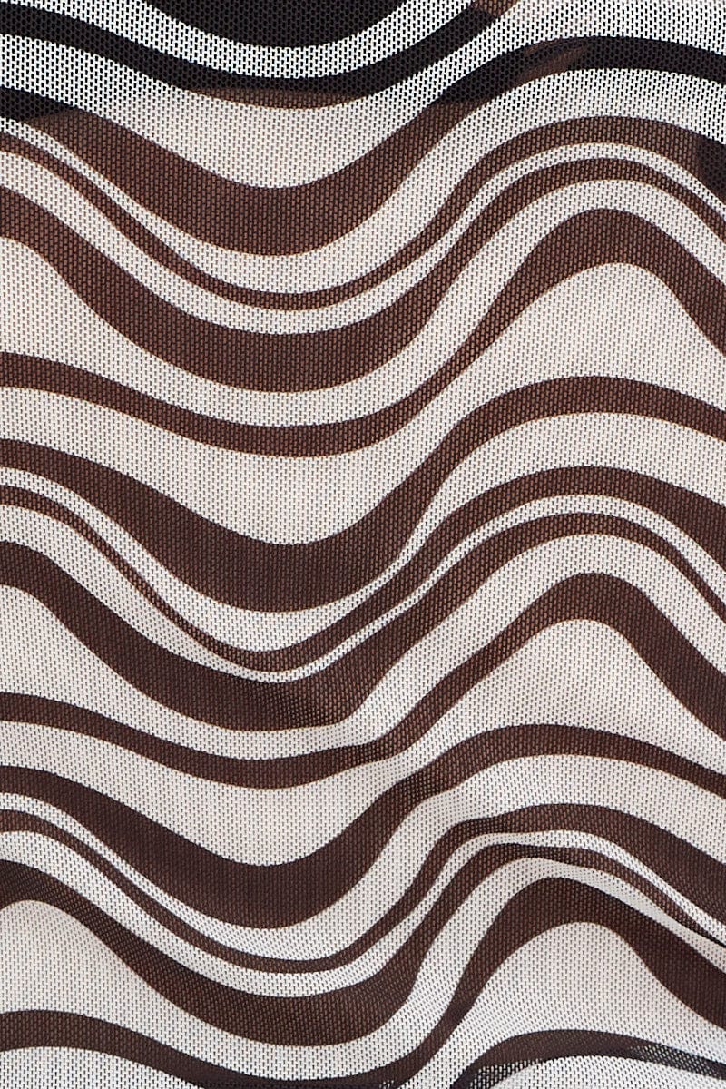 Abstract Print Shirt Short Sleeve Mesh