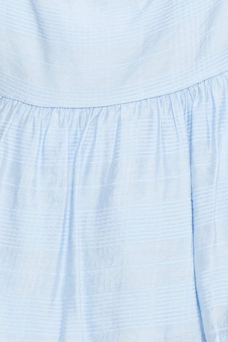 Blue Peplum Top Short Sleeve