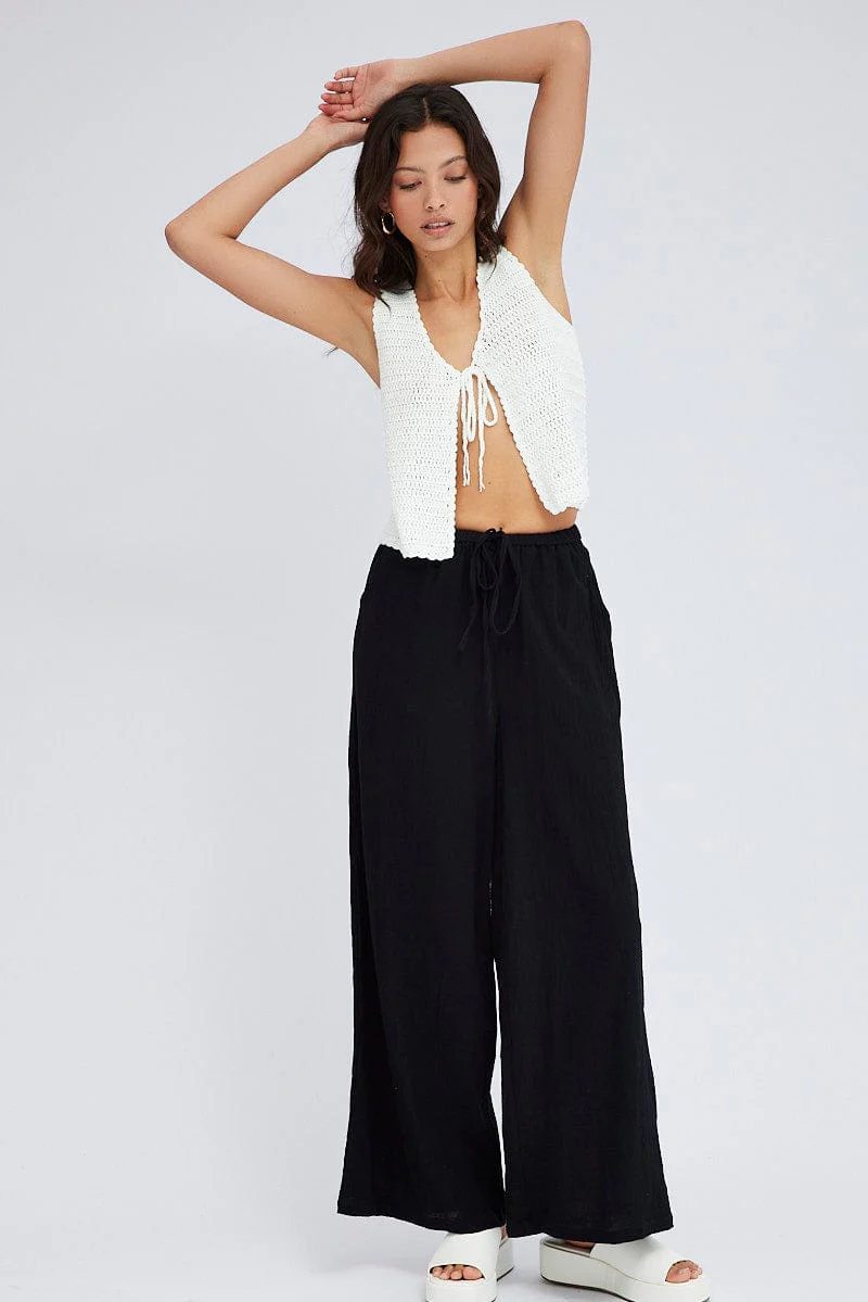 Black Wide Leg Pants Mid Rise