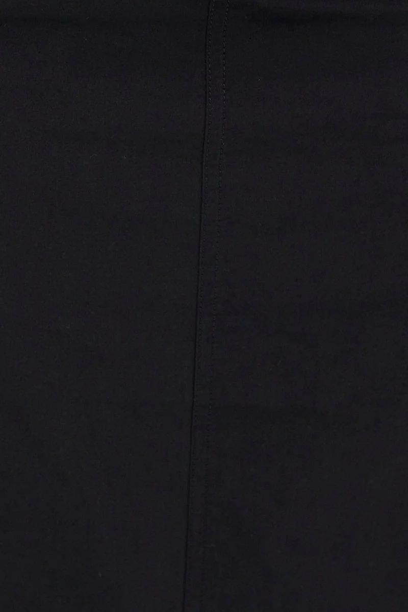 Black Cargo Skirt Midi Cotton