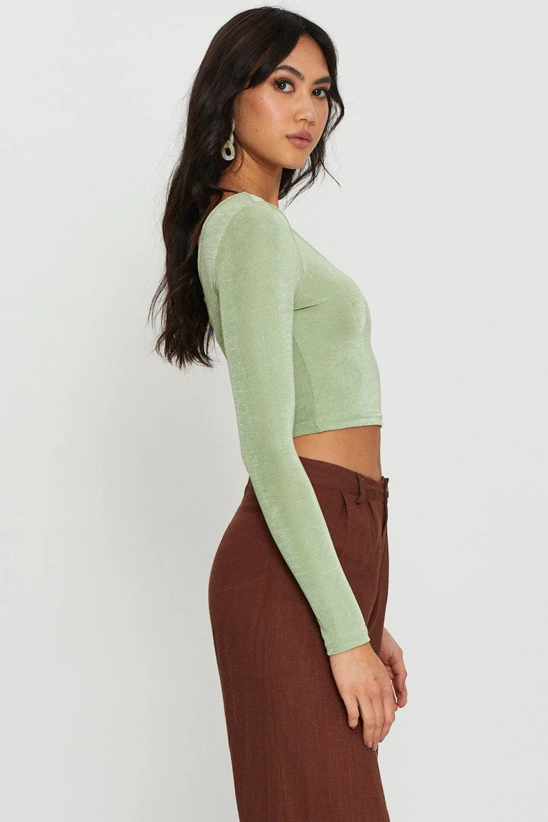Green Slinky Top One Shoulder