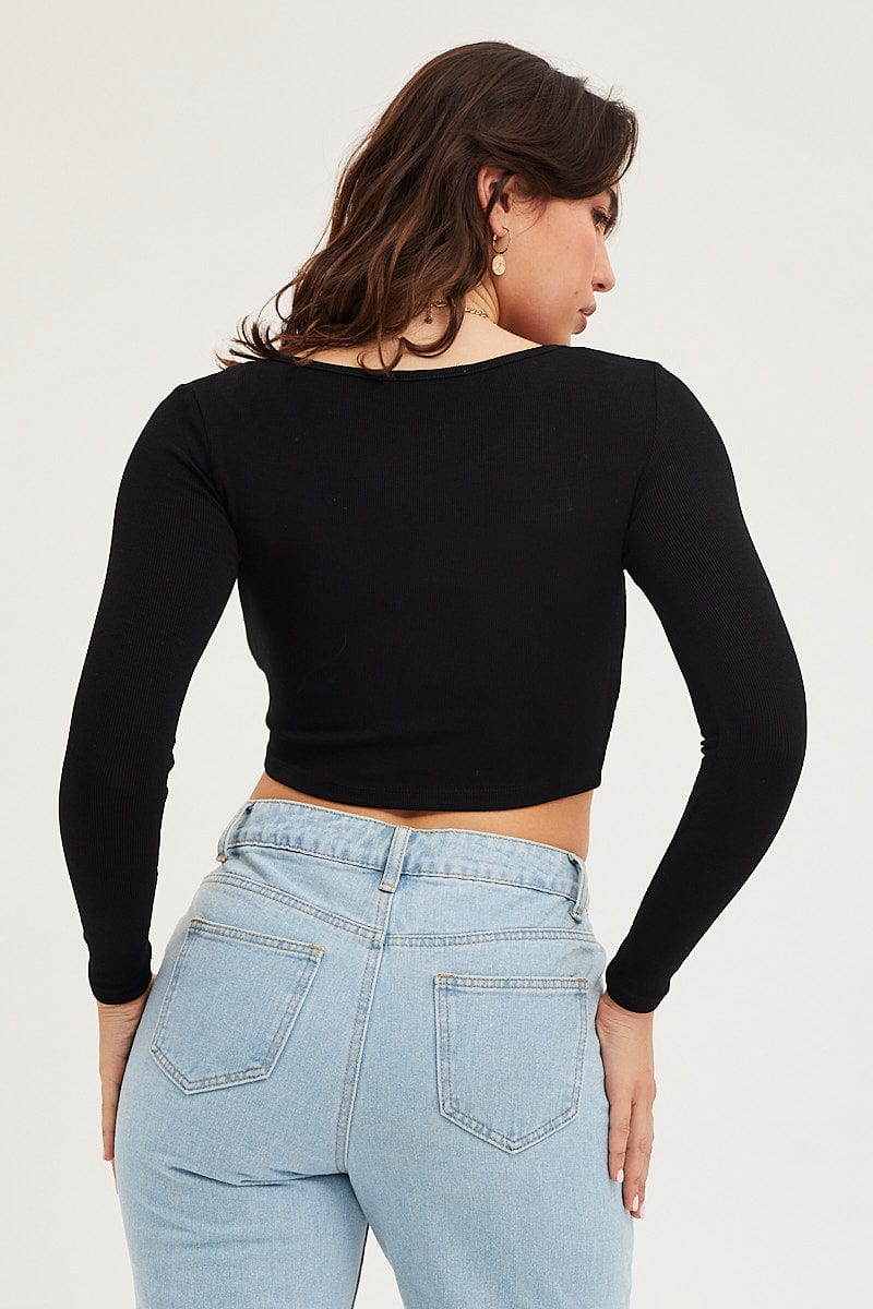 Black Asymmetric Top Ribbed