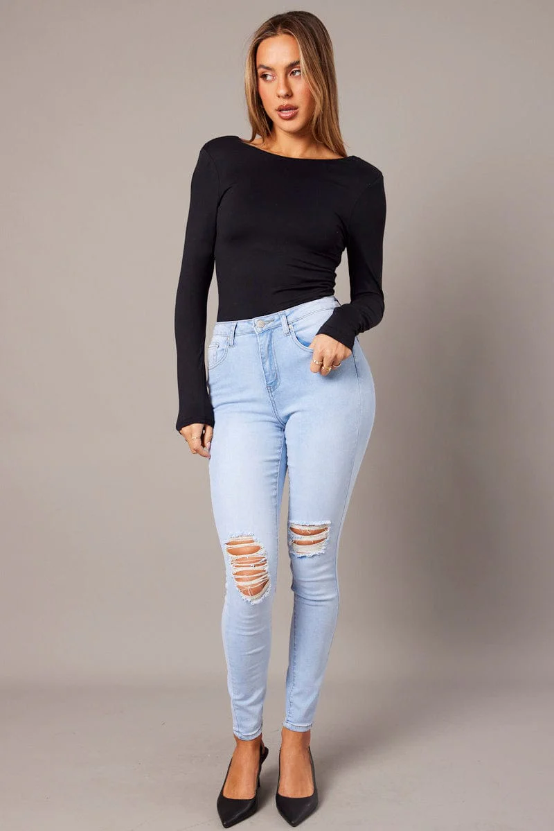 Black Supersoft Top Long Sleeve Backless