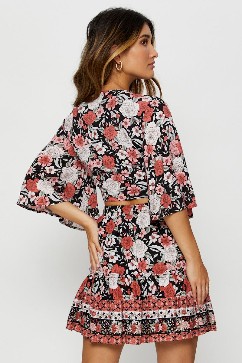 Print Crop Bolero Short Sleeve