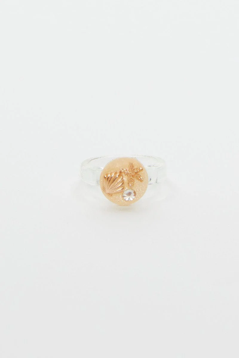 Multi Clear Plastic Shell Ring