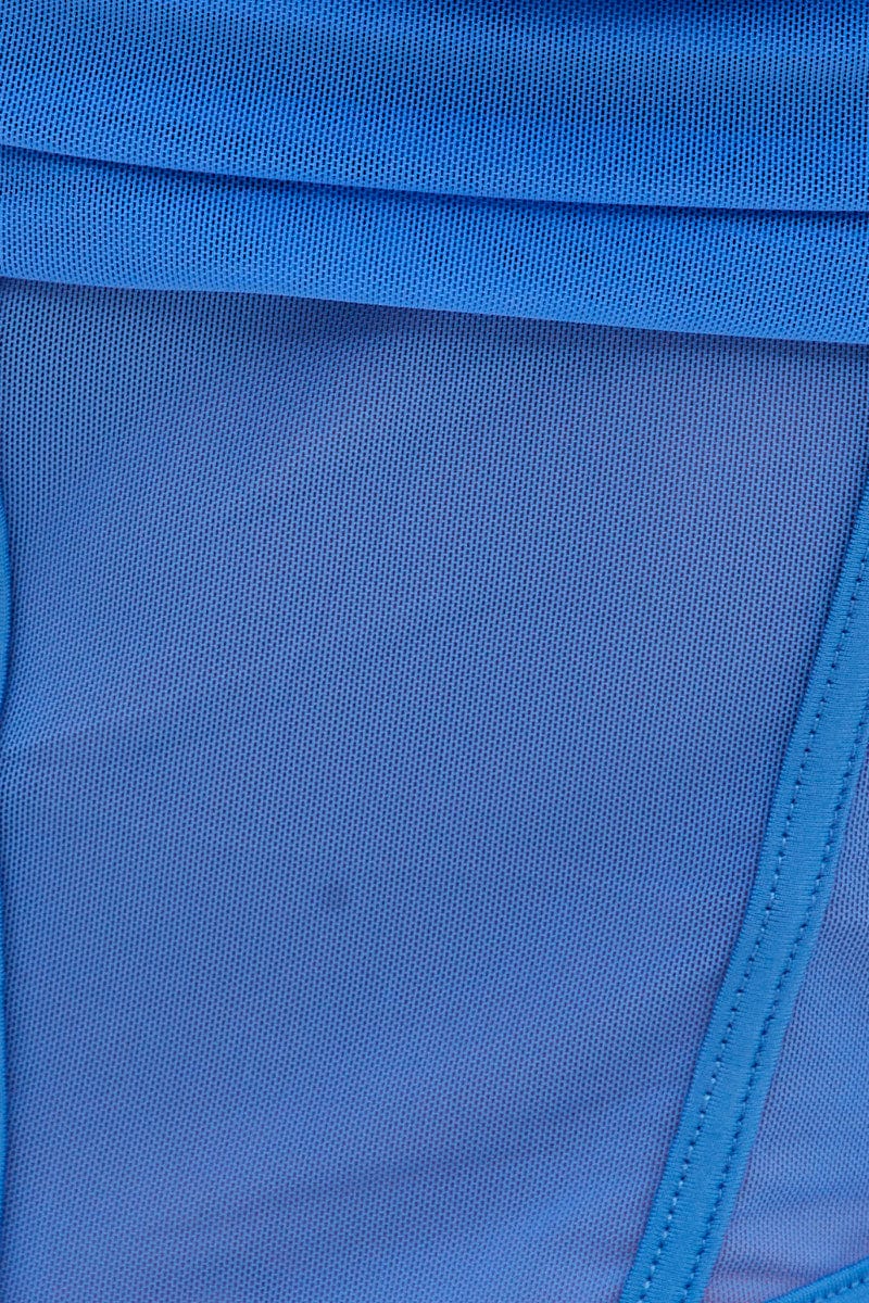 Blue Mesh Sleeveless Cami Top