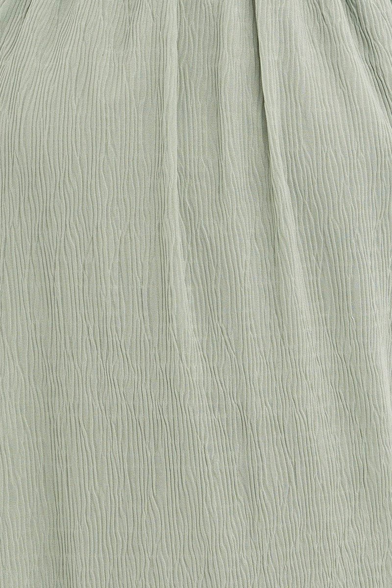 Green Textured Halter Dress Backless