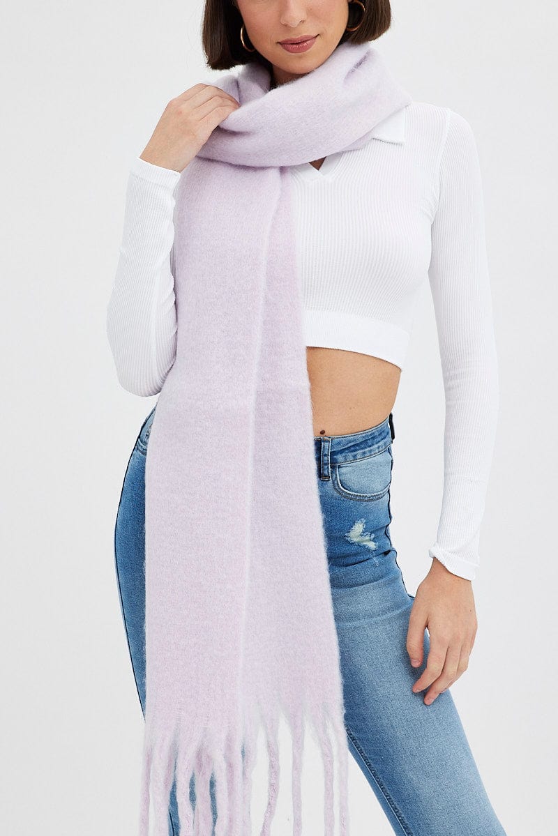 Purple Chunky Fluffy Tassel Scarf