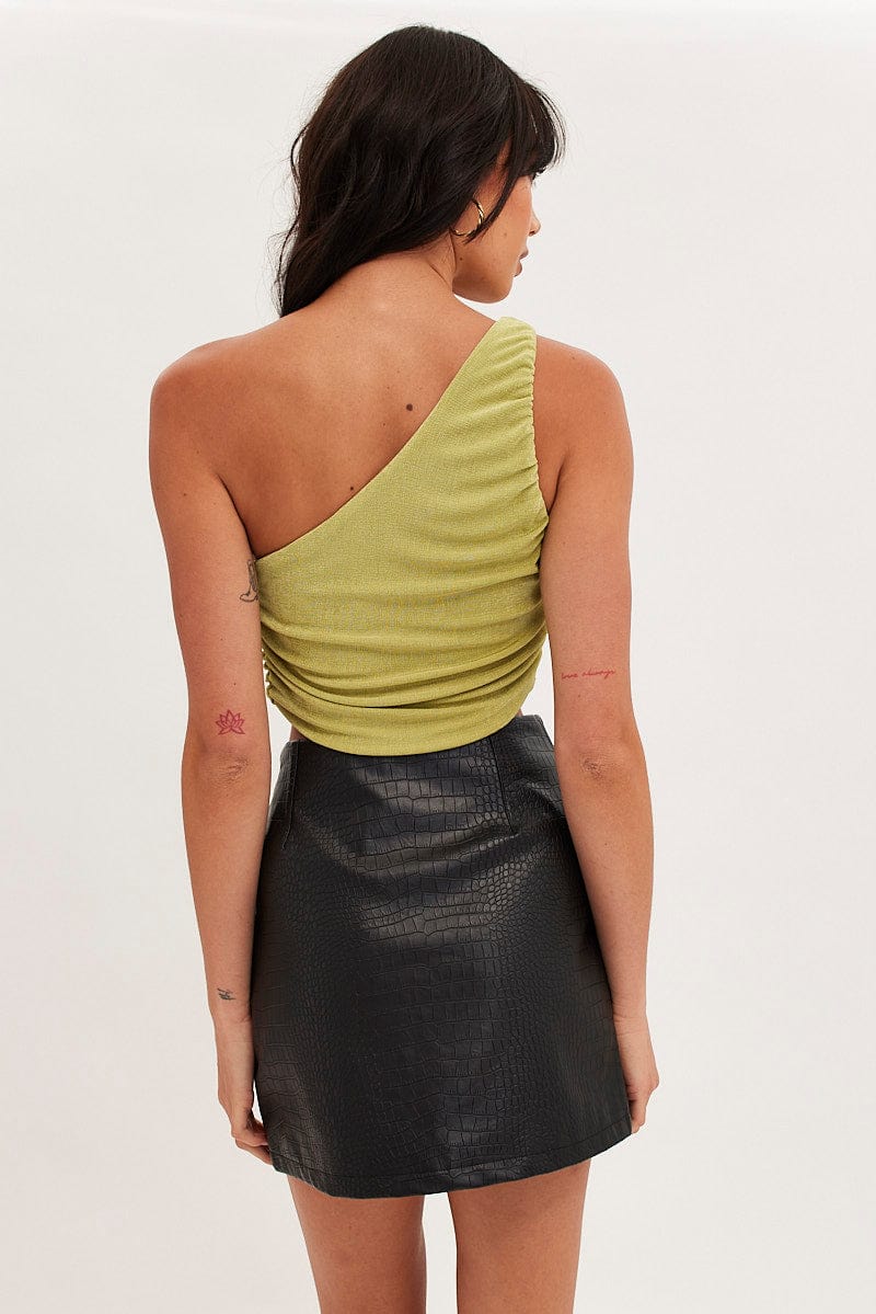 Green Top One Shoulder Sleeveless Slinky