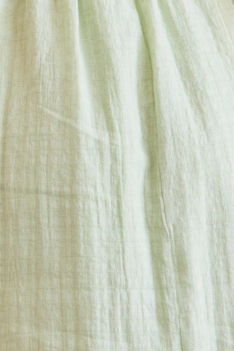 Green Shirred Skater Mini Dress