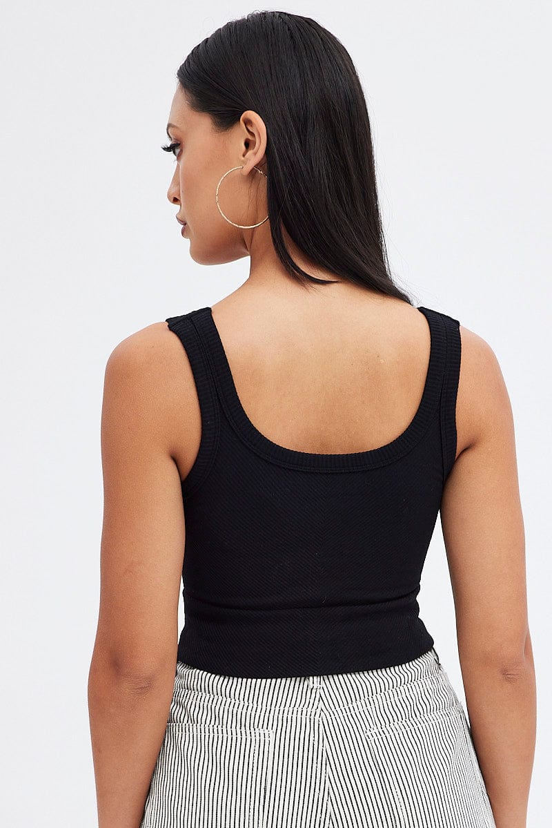 Black Bralette Seamless Rib