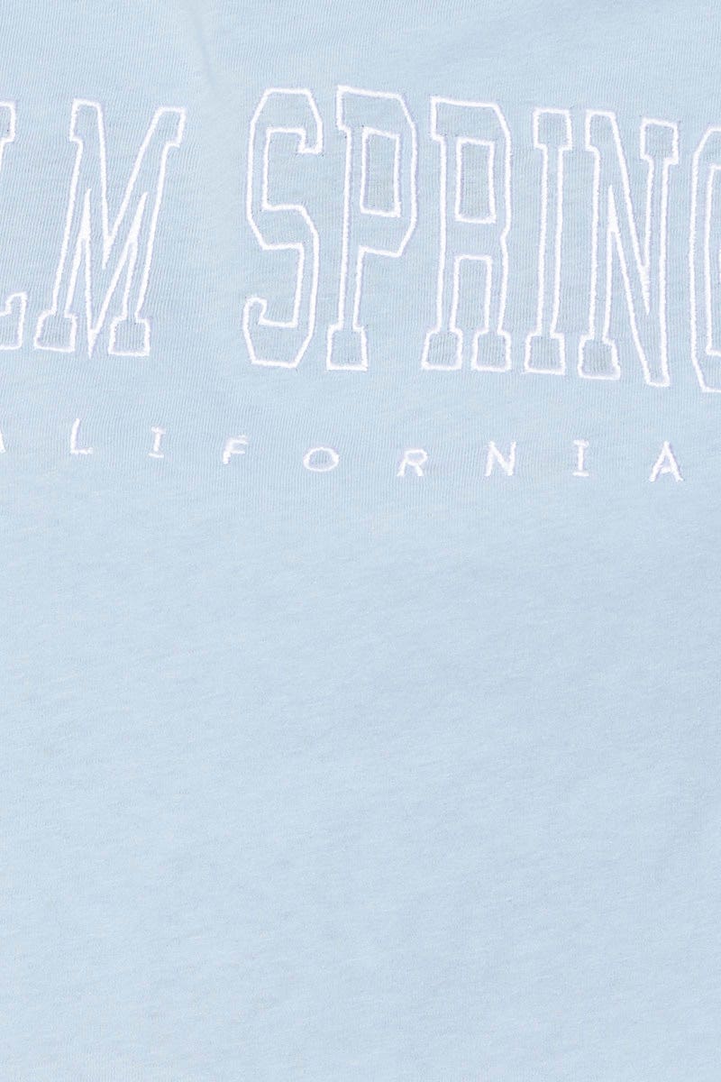 Blue Graphic T Shirt Short Sleeve Crop