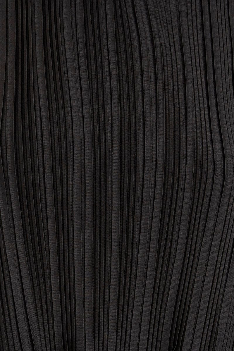 Black Plisse Top Long Sleeve