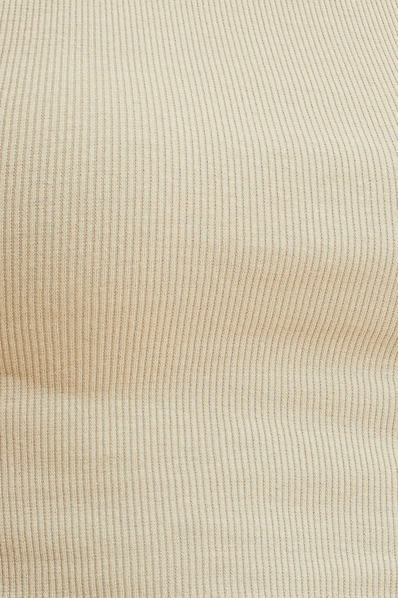 Green Cropped Tank Cotton Blend Rib High Neck Racer Back