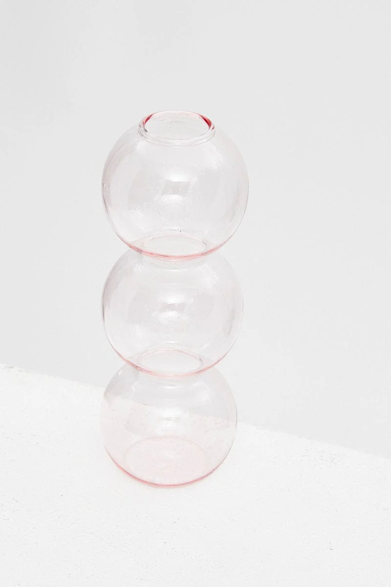 Pink Bubble Glass Candle Holder And Vase