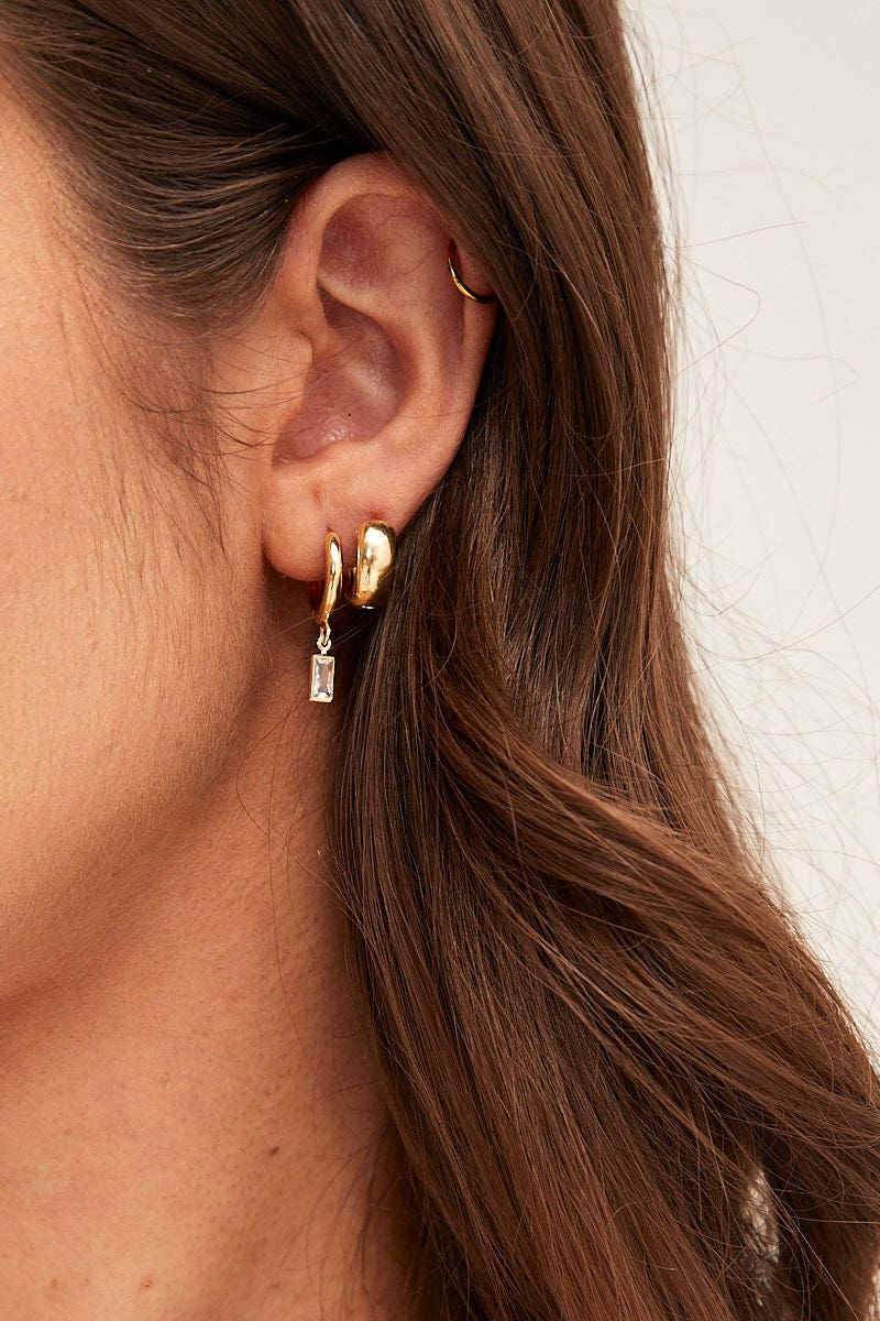 Gold 3 Pack Earrings Set
