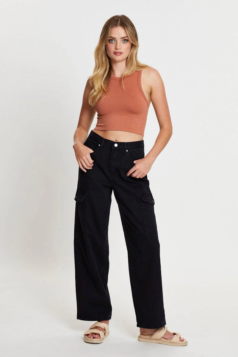 Black Carpenter Denim Jeans High Rise