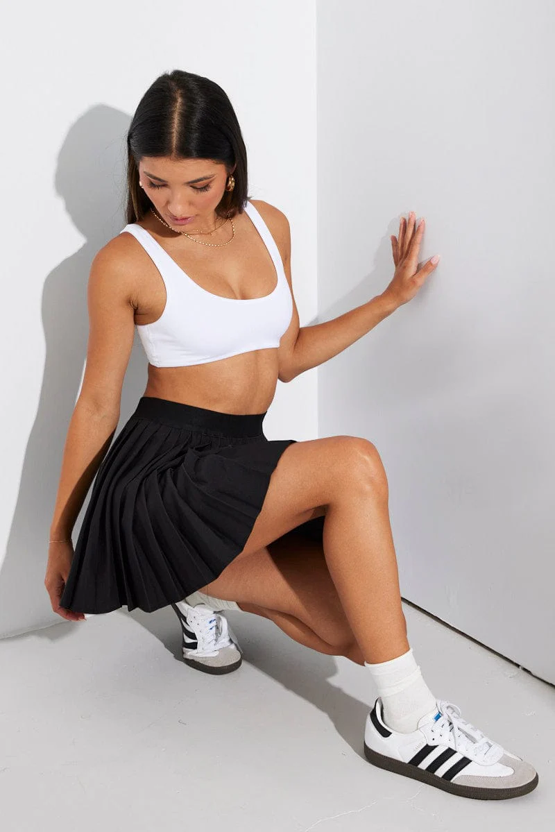 Black Mini Skirt Tennis High Rise