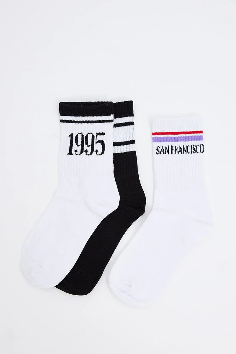 Multi 3 pack Crew Socks