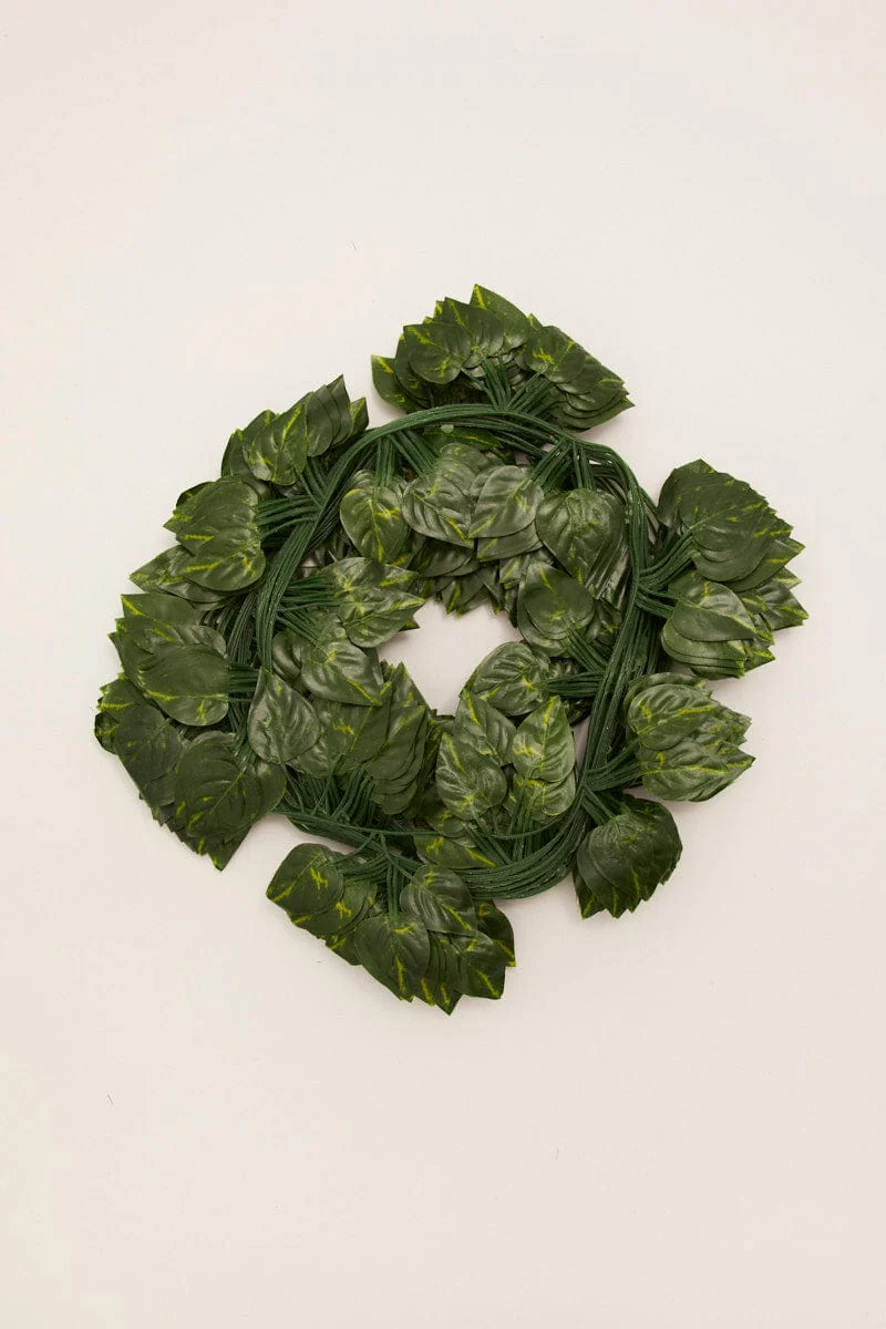 Green 12 Pcs Artificial Leaf Vine