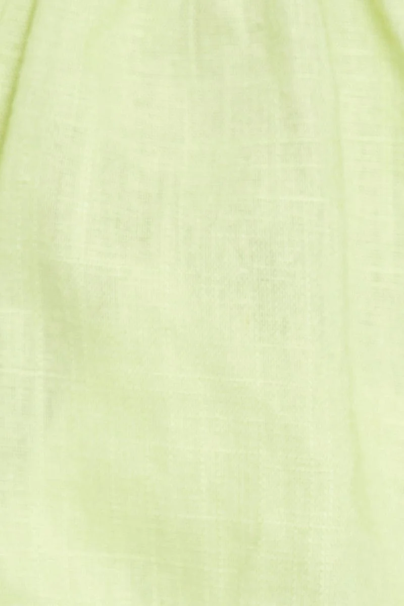 Yellow Short Sleeve Linen Shirred Top