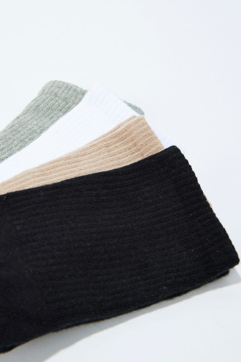 Multi 4 Pack Crew Socks