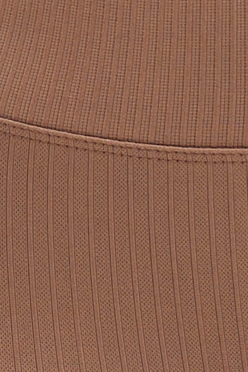 Brown Seamless Activewear Leggings Set