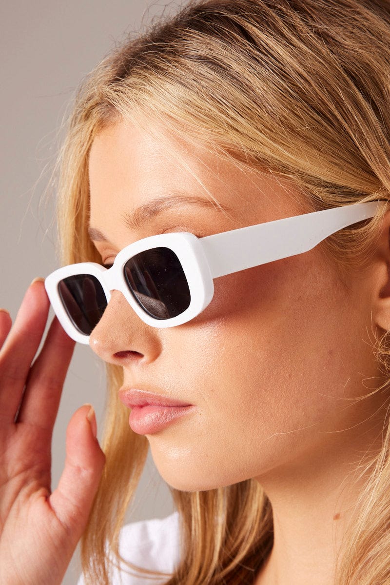 White Squared Sunglasses