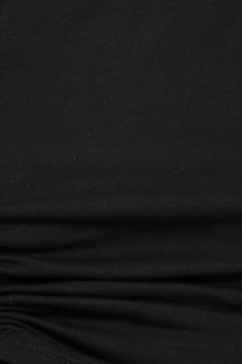 Black Crop Top Side Drawstring