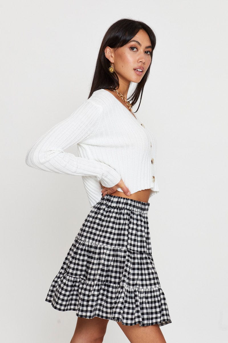 Check Flare Skirt Mini High Rise