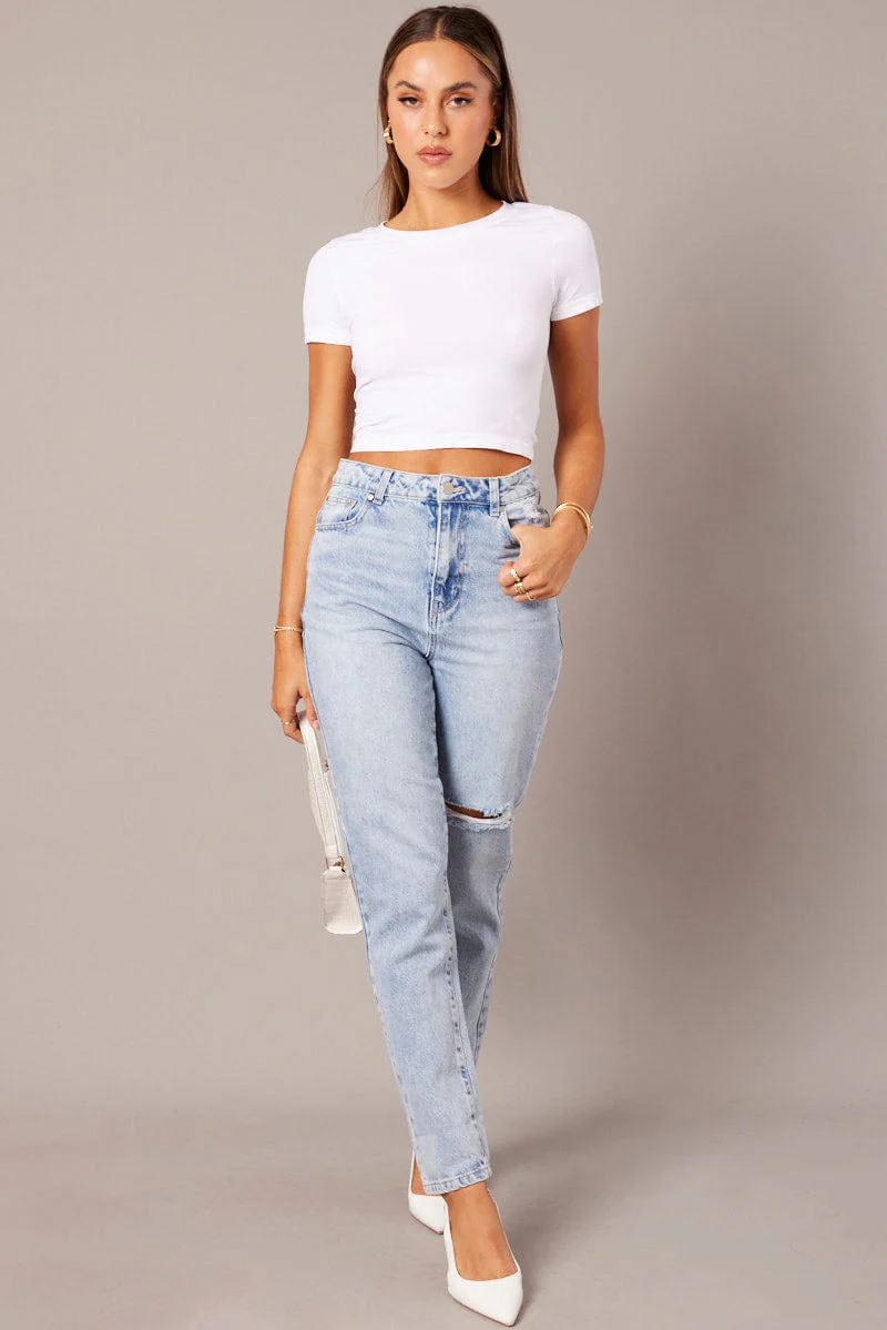 Denim Boyfriend Jean High Rise Ripped