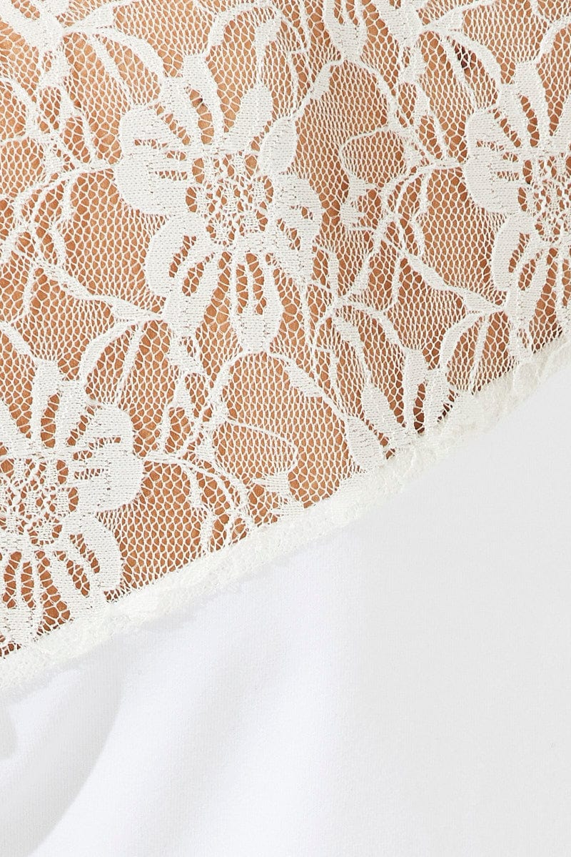 White Supersoft Lace Top Short Sleeve
