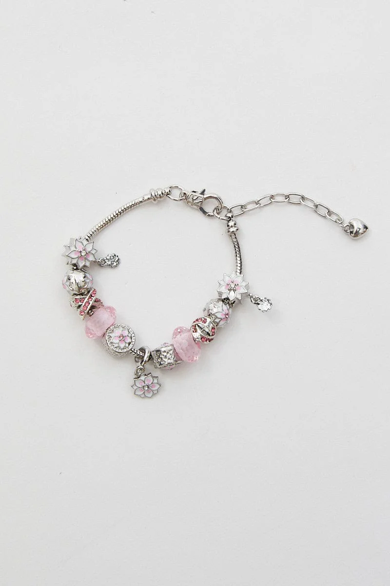 Silver Christmas Flower Charm Silver Plating Bracelet