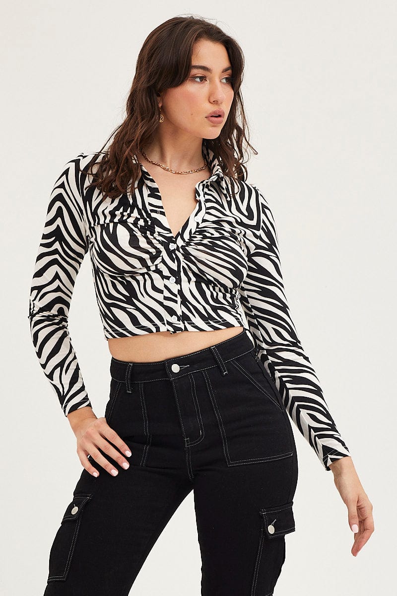 Black Crop Cardigan Long Sleeve