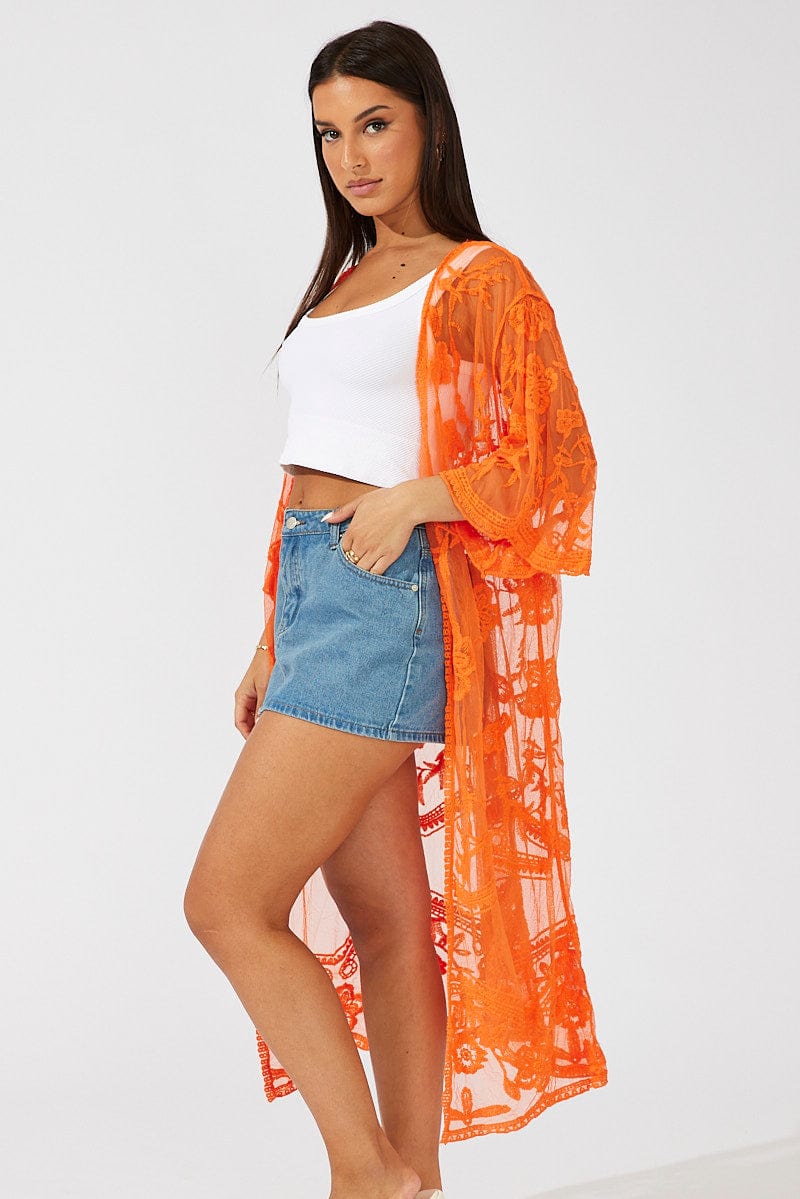 Orange Kimono Half Sleeve