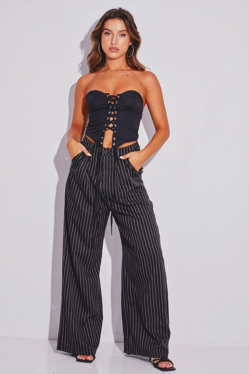Black Lace Up Corset Top