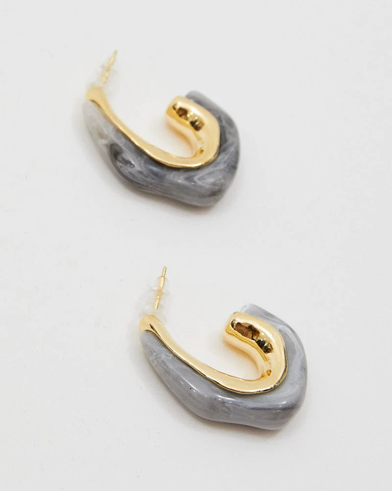 Grey Chunky Acrylic Hoop Earrings