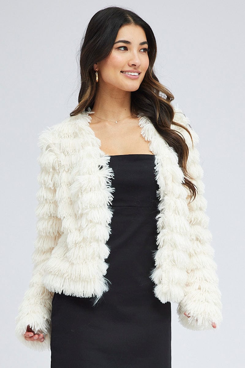 White Shag Faux Fur Jacket