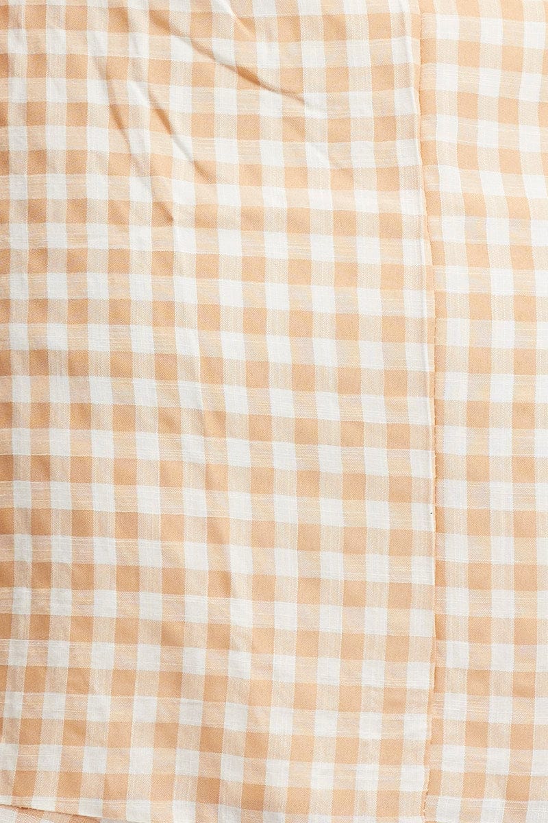 Check Wrap Dress One Shoulder Sleeveless