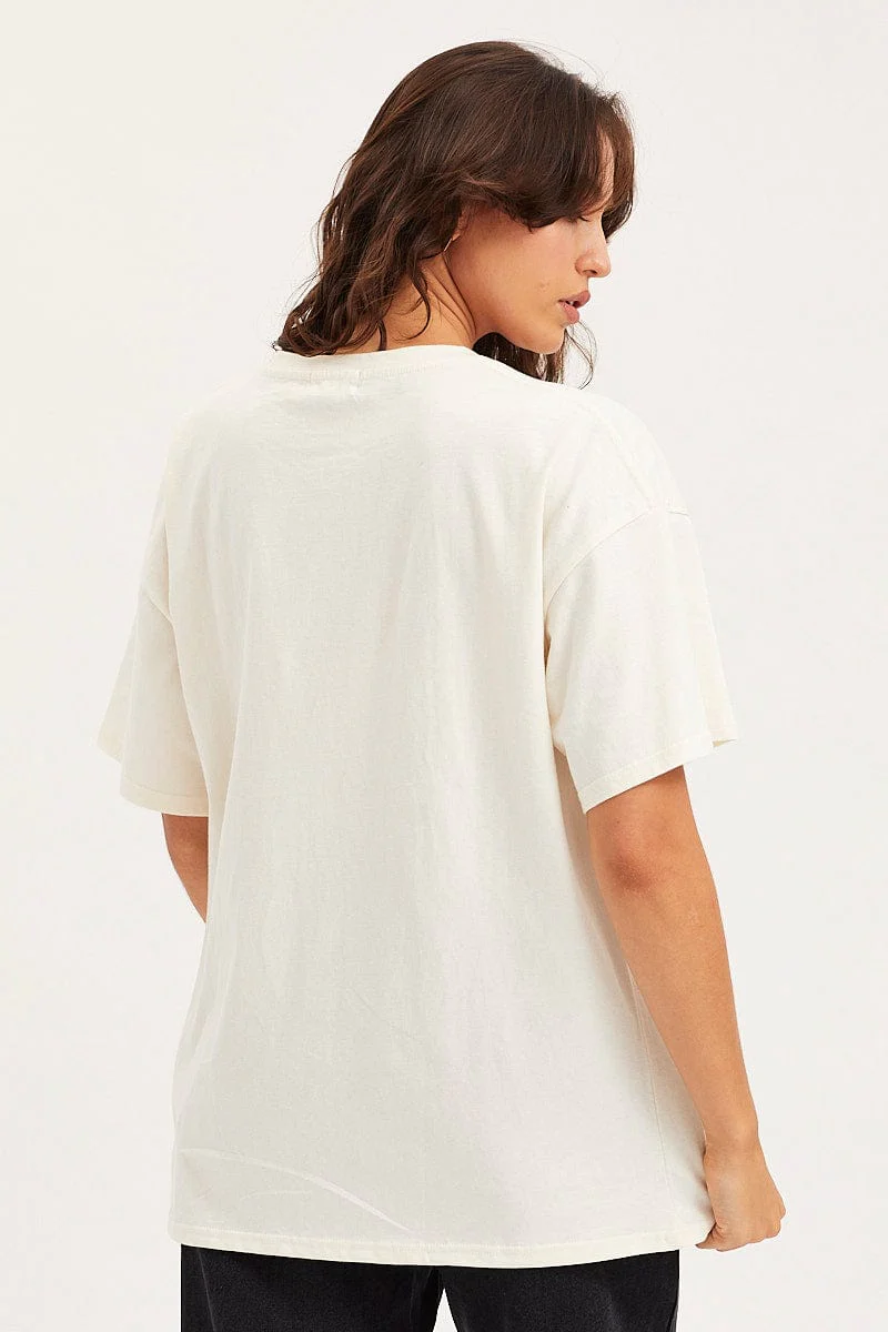 White Unisex T Shirt Short Sleeve Oversized Crew Neck