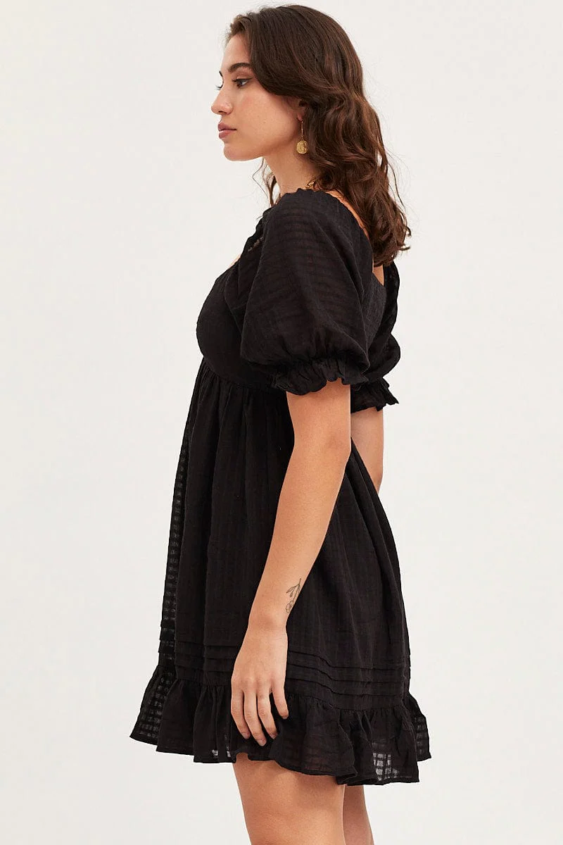 Black Dress Short Sleeve Mini