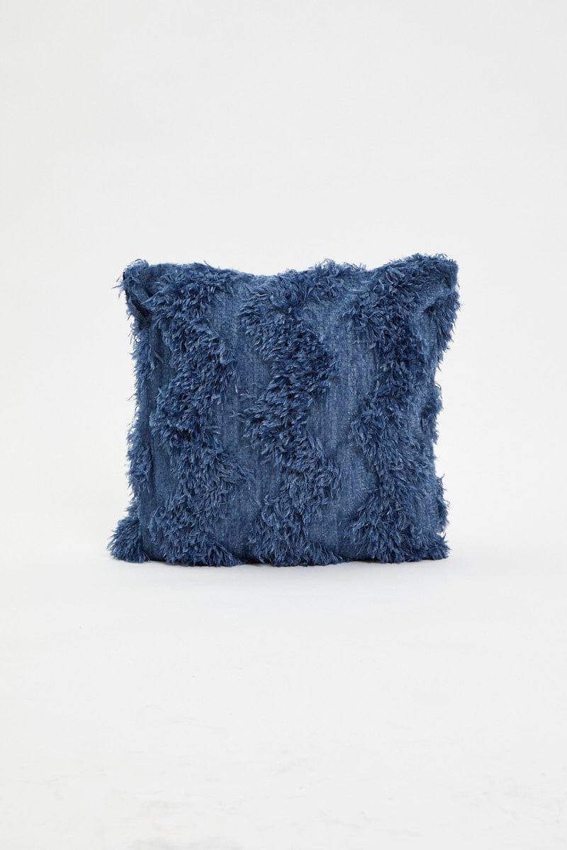 Blue Chevron Textured Cushion