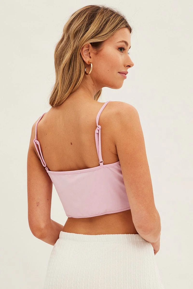 Pink Corset Singlet Sleeveless Sweetheart Neck