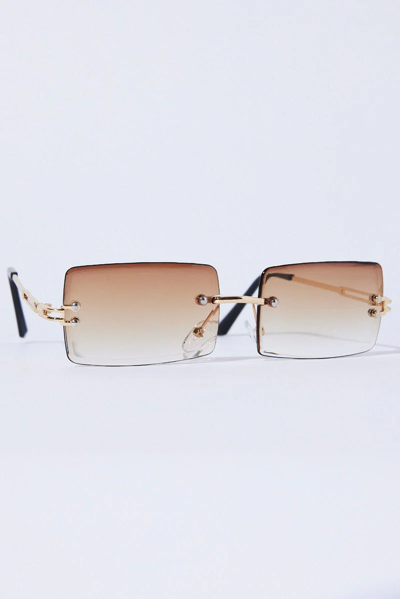 Brown Rimless Sunglasses