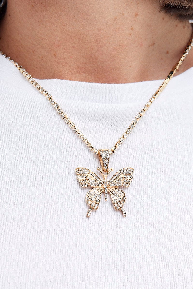 Gold Butterfly Pendent Necklace