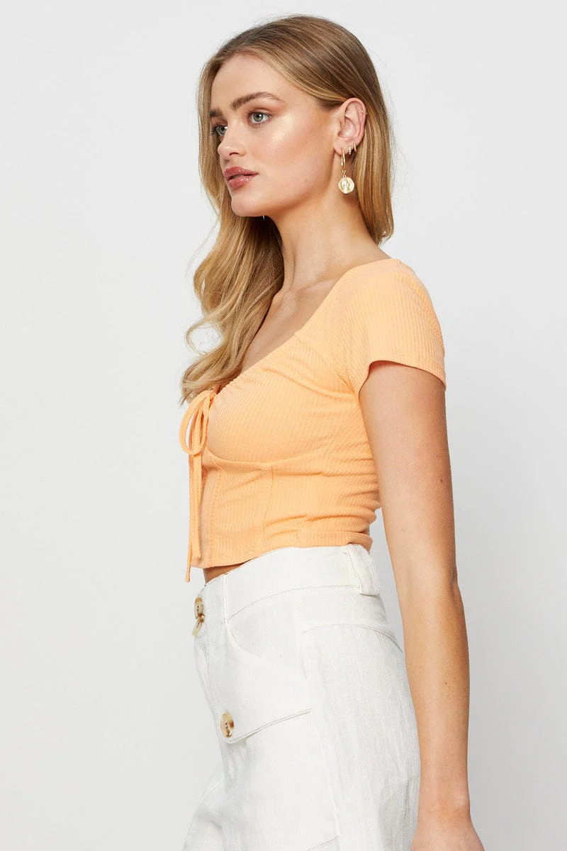 Orange Crop Top Short Sleeve