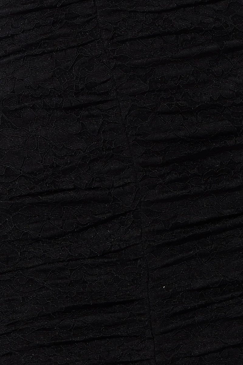 Black Bodycon Dress Sleeveless Ruched Lace