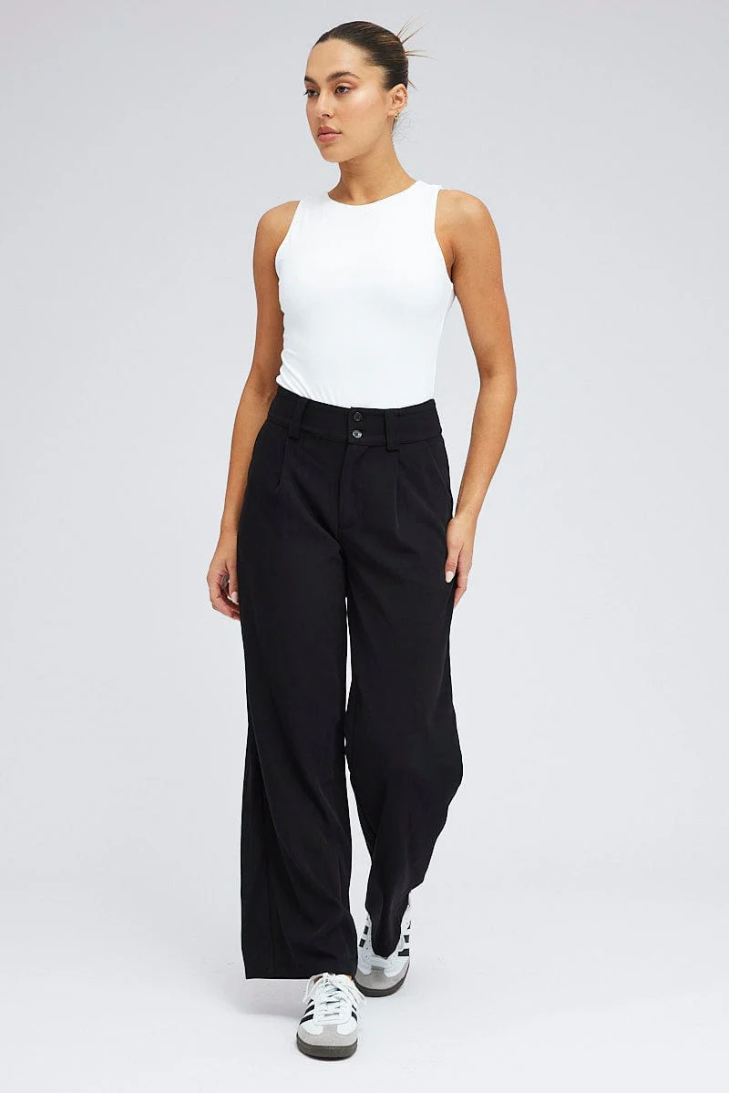 Black Wide Leg Pants High Rise