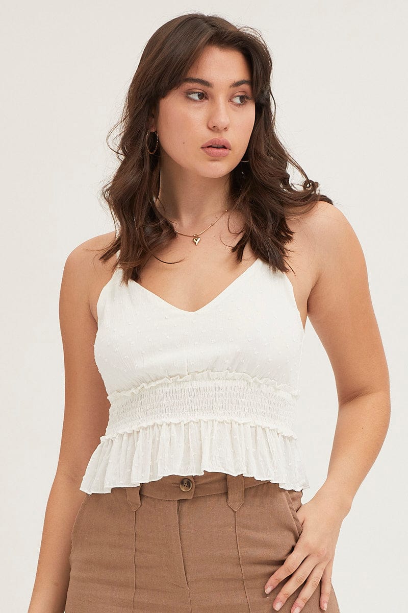White Ruffle Top Sleeveless